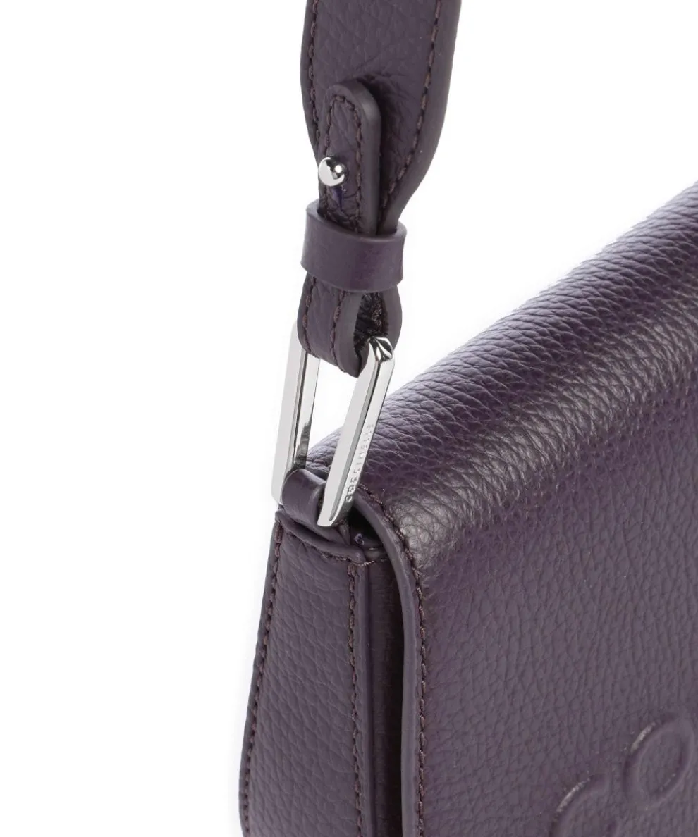 Myrtha Maxi Logo Shoulder bag grained leather plum