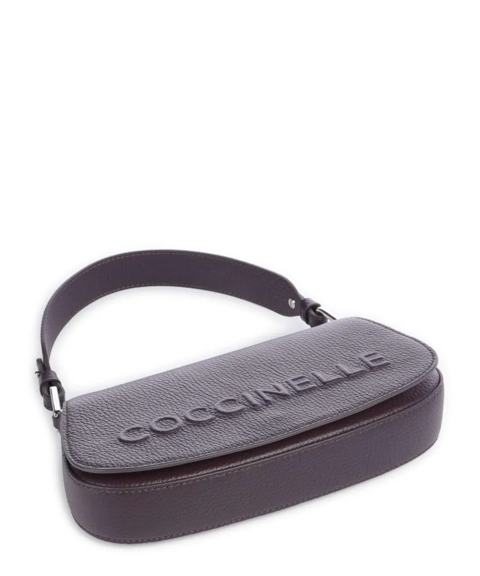 Myrtha Maxi Logo Shoulder bag grained leather plum