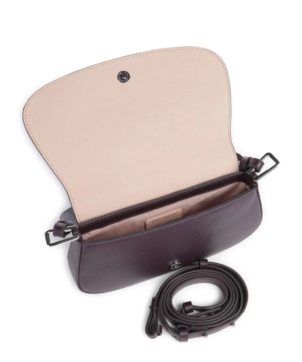 Myrtha Maxi Logo Shoulder bag grained leather plum