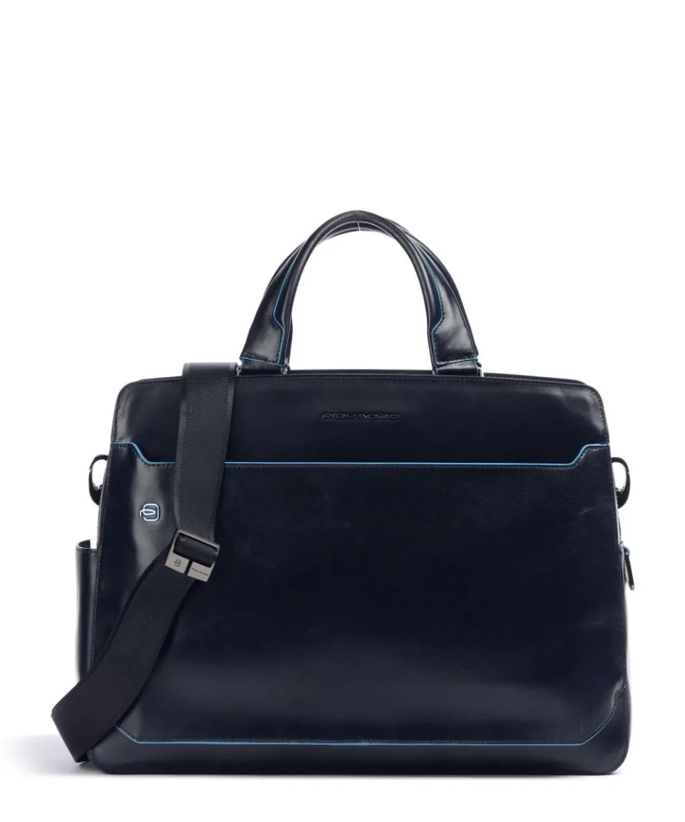 Blue Square Briefcase 15″ fine grain cow leather navy