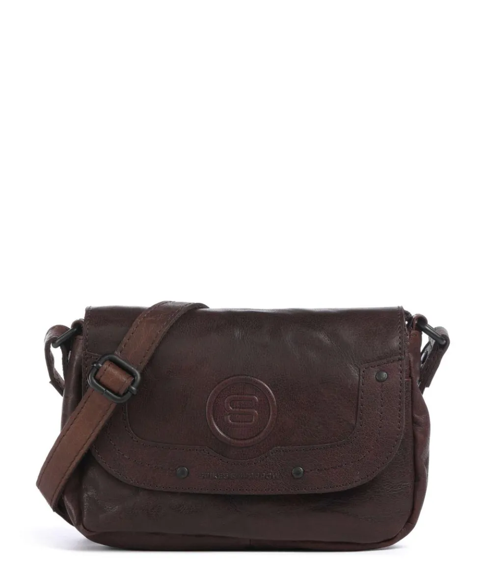 Bronco Linne Crossbody bag fine grain leather dark brown