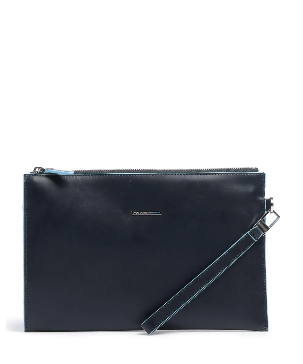 Blue Square Wristlet fine grain leather navy