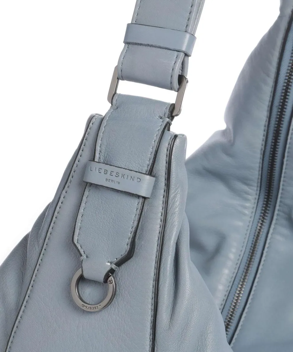 Moon Sheep Natural L Hobo bag sheepskin leather blue-grey