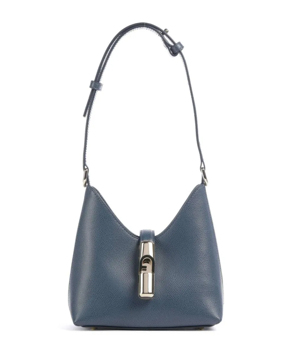 Iride Mini Shoulder bag grained leather dark blue