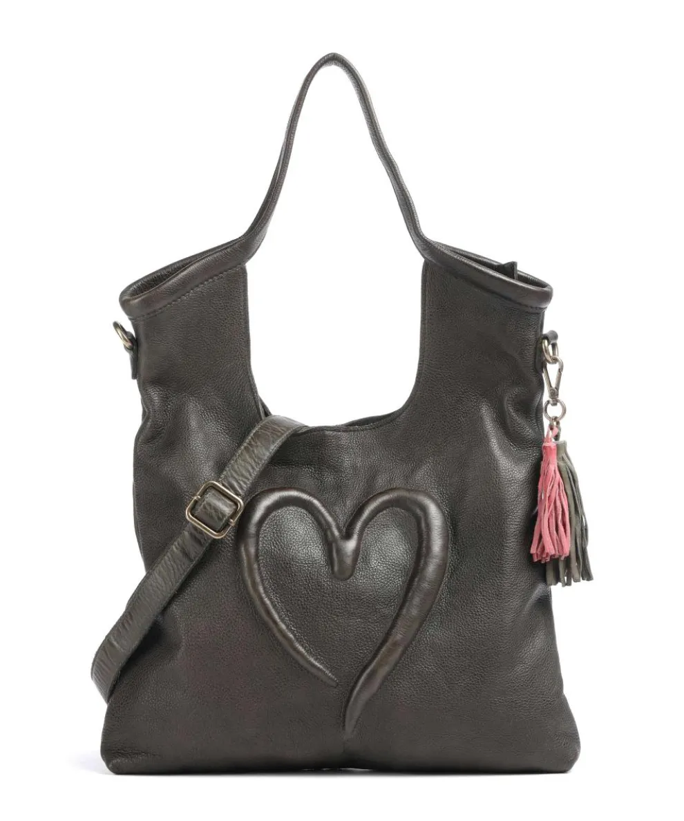 Herzweg 6 Tote bag grained leather dark green
