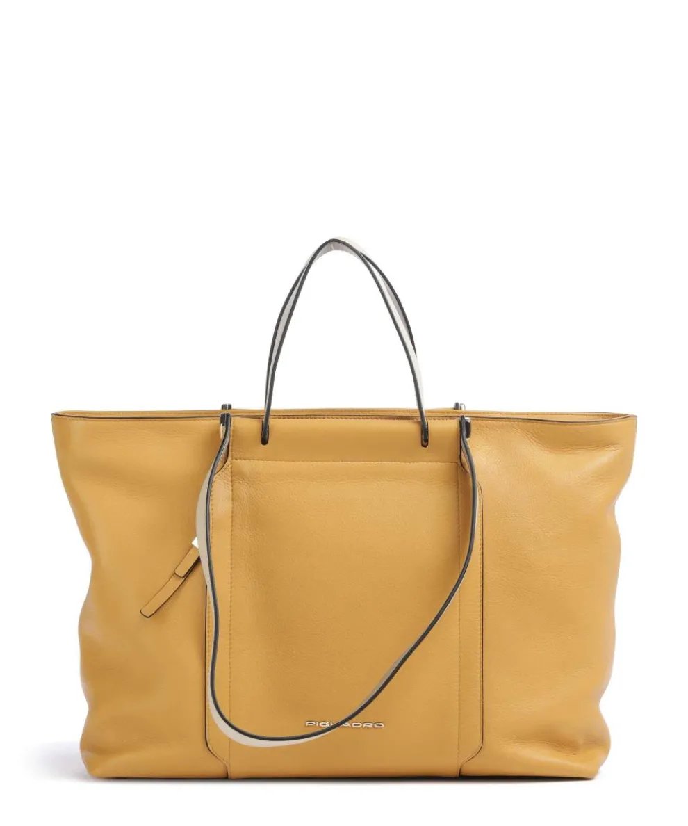 Circle Tote bag 15″ fine grain cow leather ochre