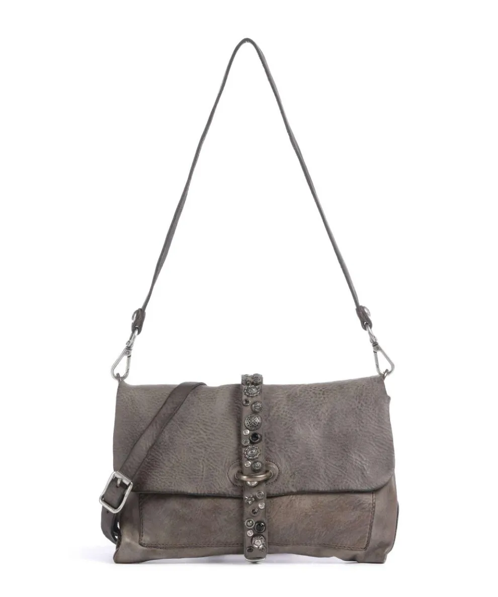 Shoulder bag fine grain cow leather stone
