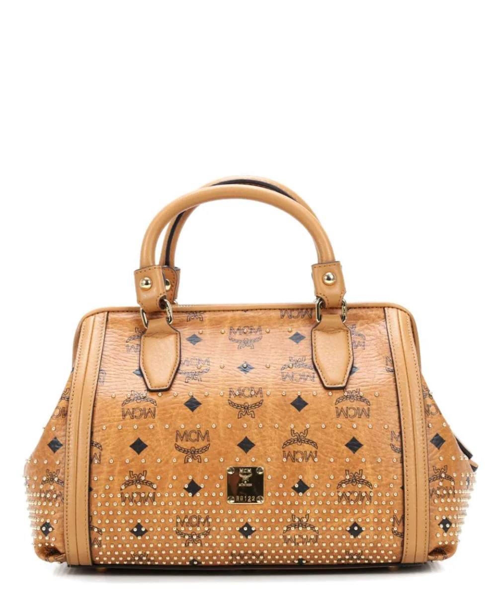 Gold Visetos Handbag imitation leather cognac
