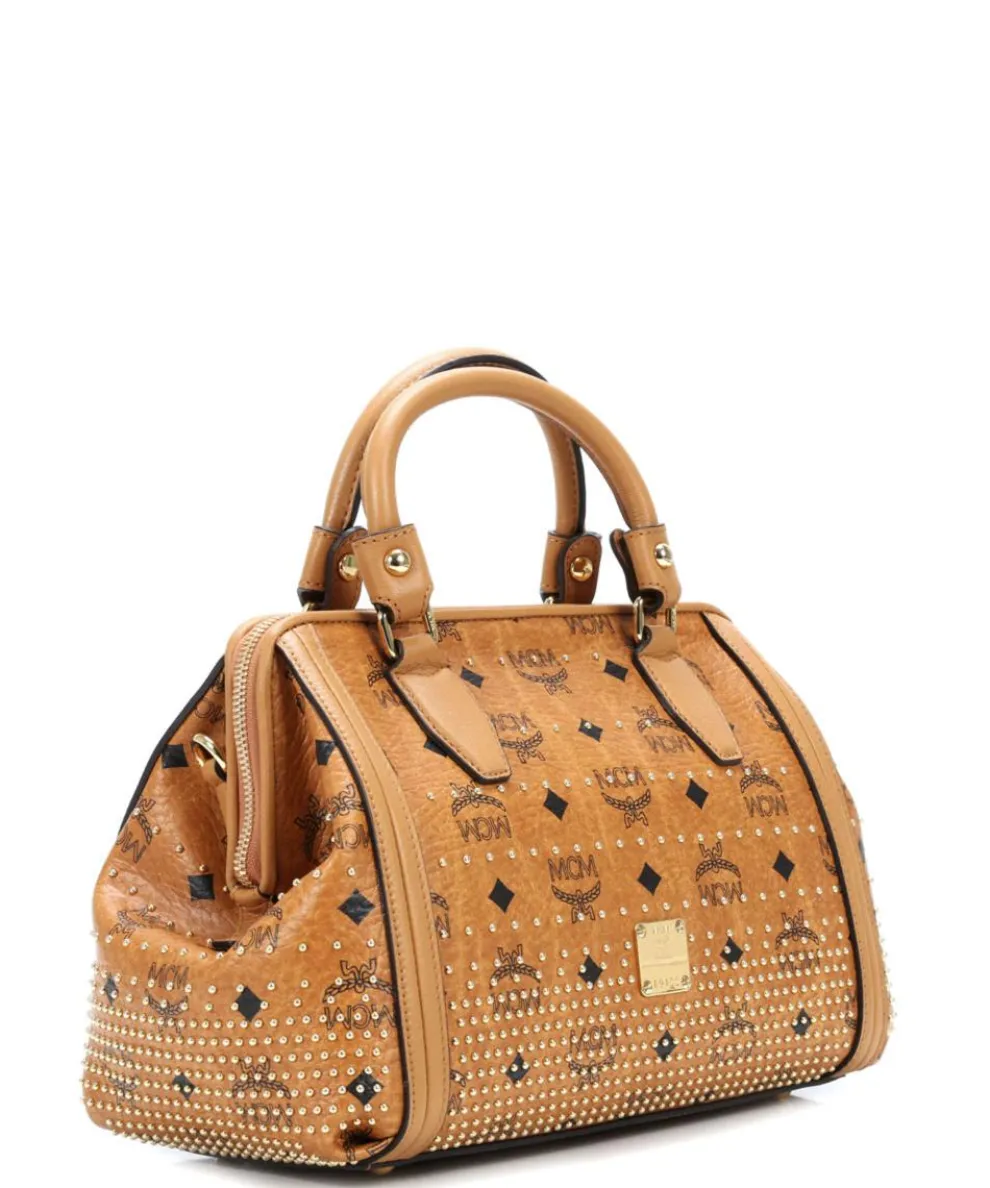 Gold Visetos Handbag imitation leather cognac