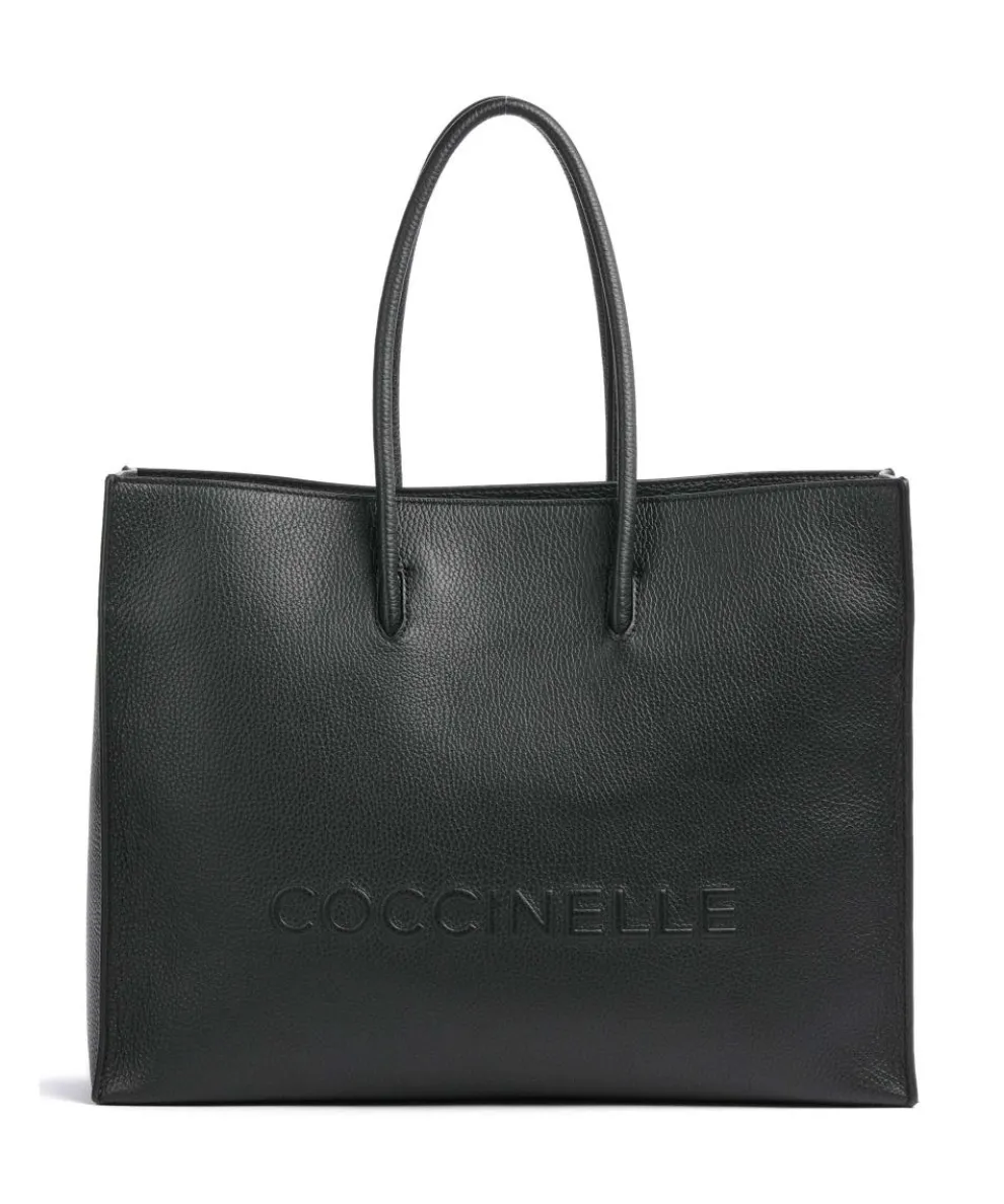 Myrtha Maxi Logo Tote bag grained cow leather black