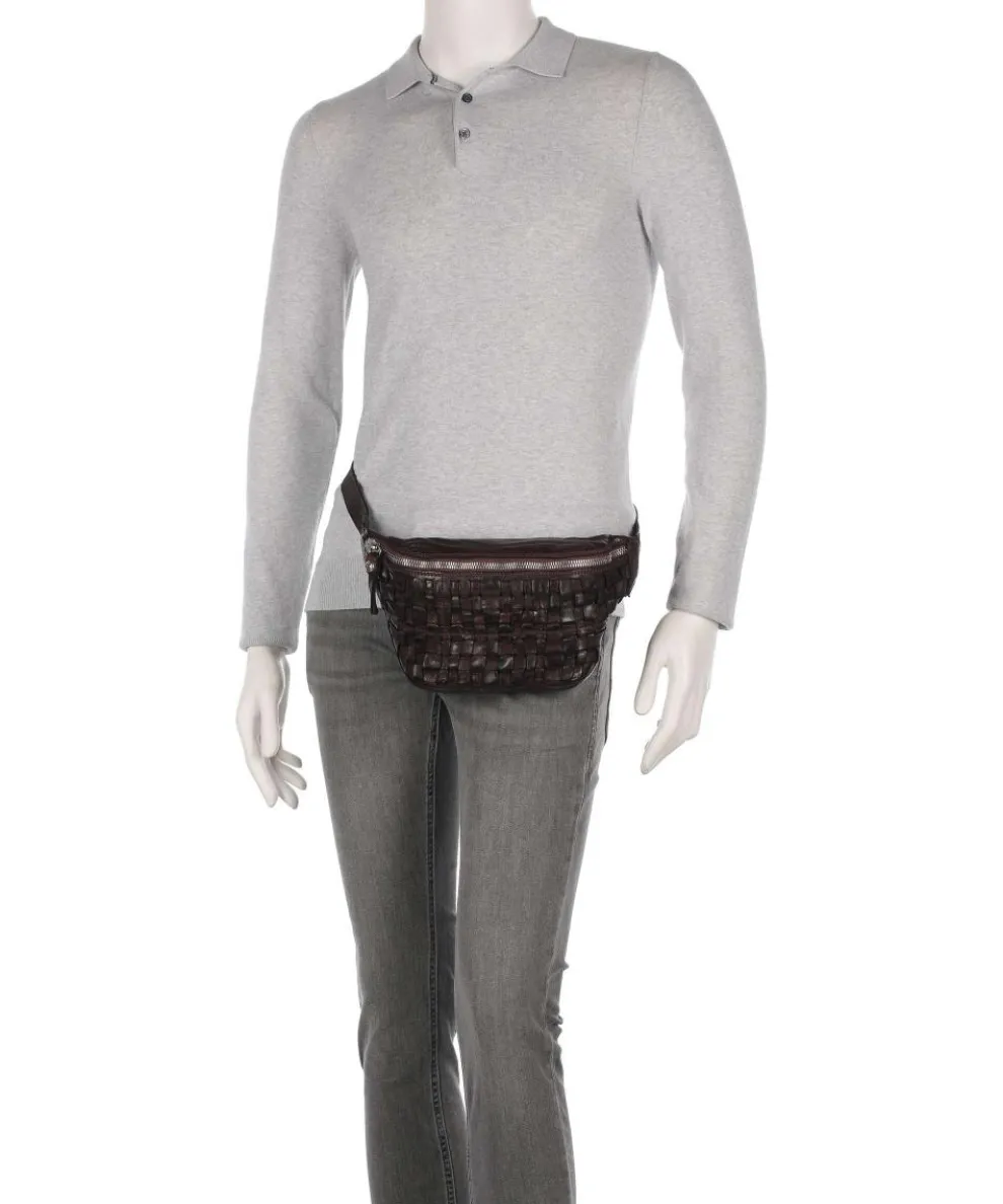 Fanny pack fine grain cow leather dark brown