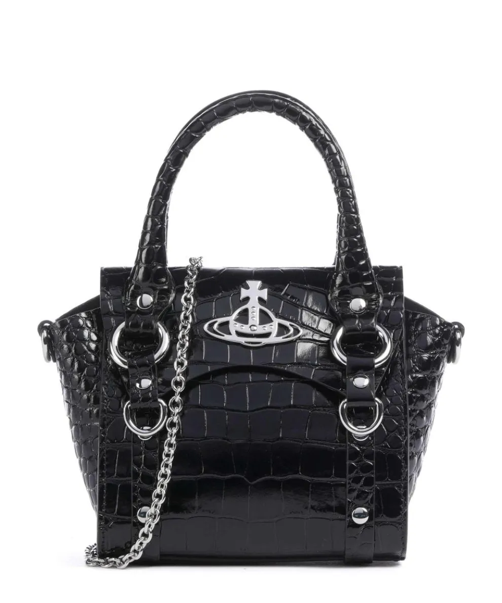 Betty Embossed Croc Mini Crossbody bag embossed calfskin black