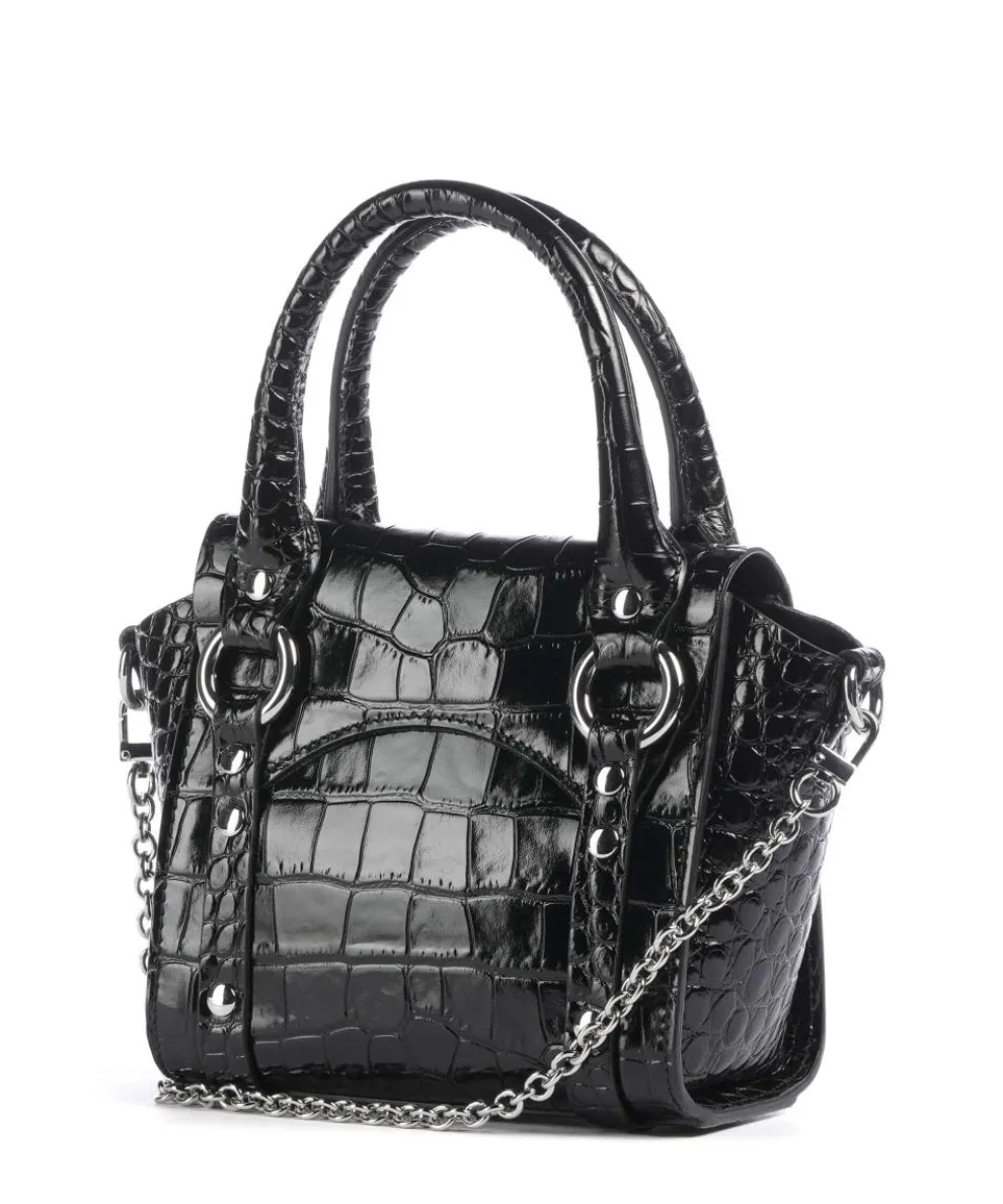 Betty Embossed Croc Mini Crossbody bag embossed calfskin black