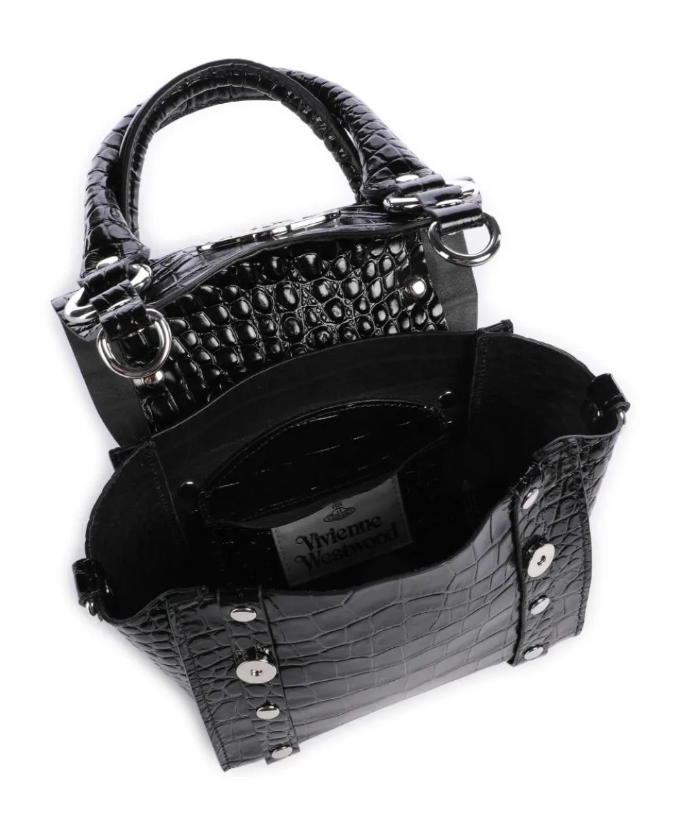 Betty Embossed Croc Mini Crossbody bag embossed calfskin black