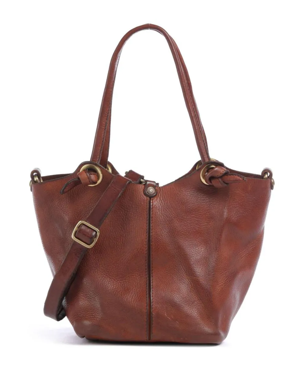 Handbag grained cow leather cognac