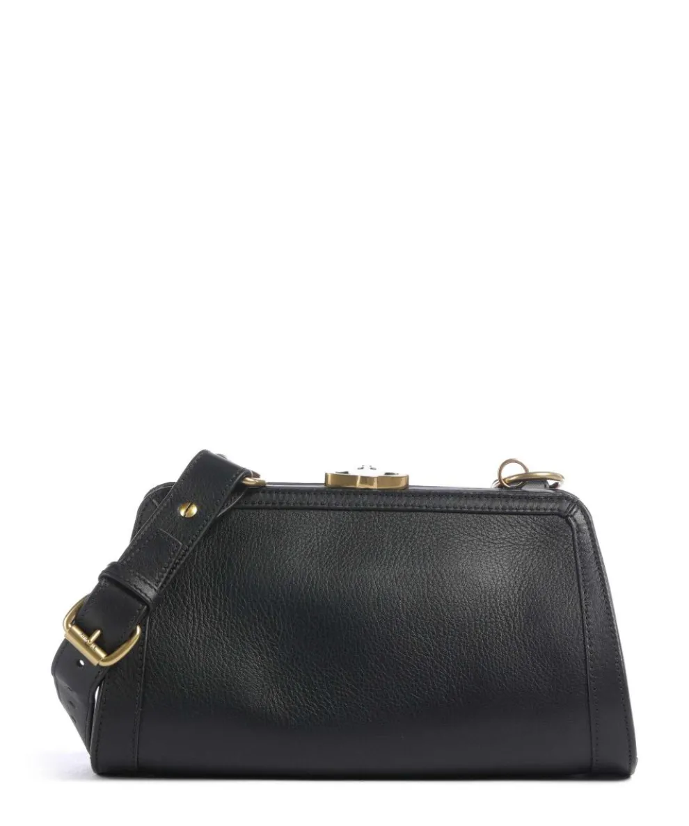 Ascot Frame Aniline Crossbody bag grained cow leather black