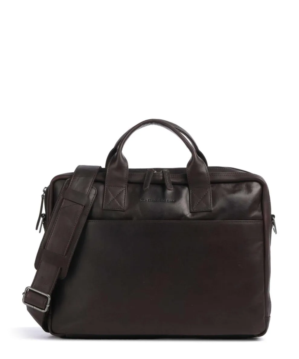 Cow Wax Pull Up Frazer Briefcase 15″ cow leather dark brown