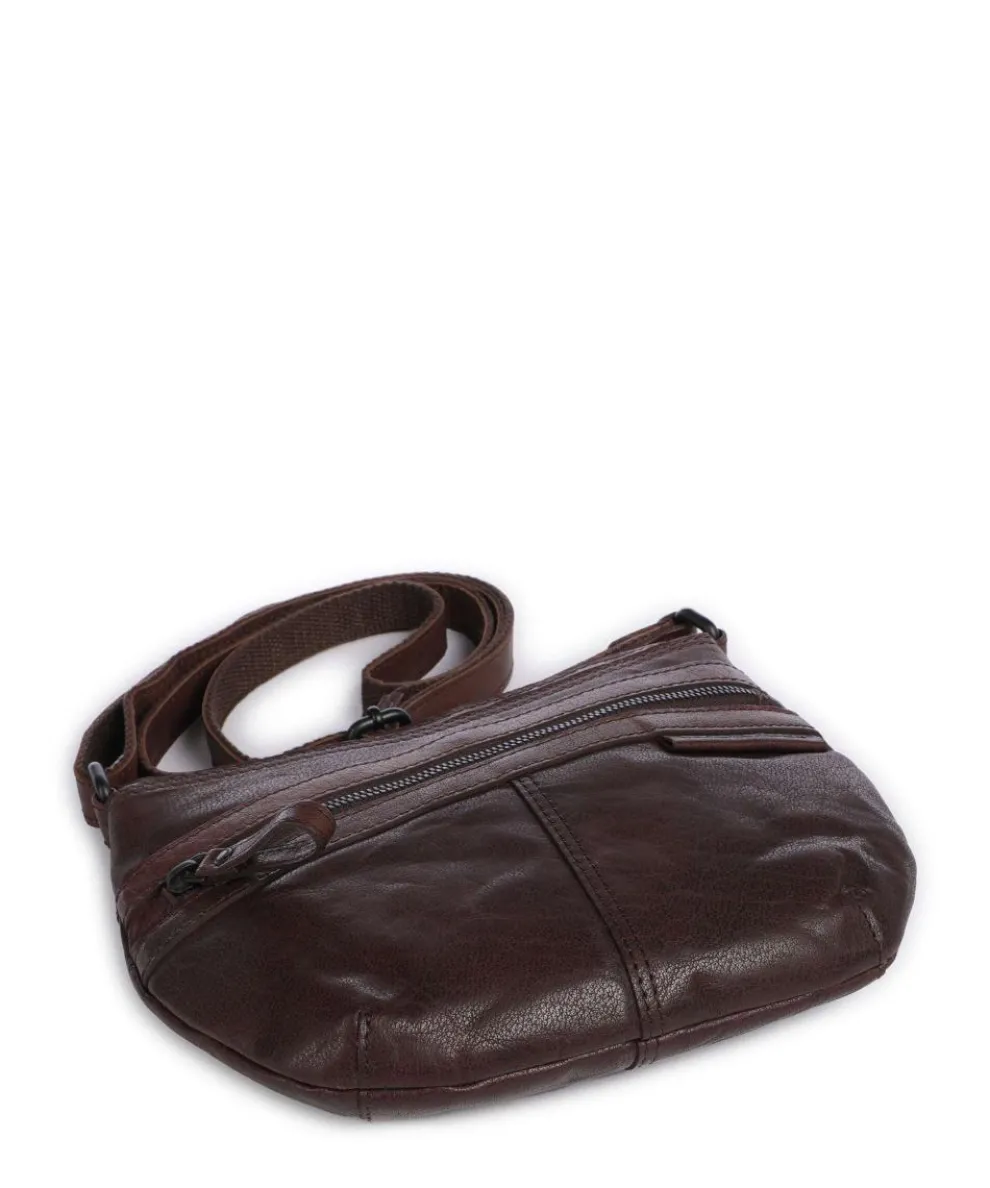 Bronco Camreen Crossbody bag grained leather dark brown