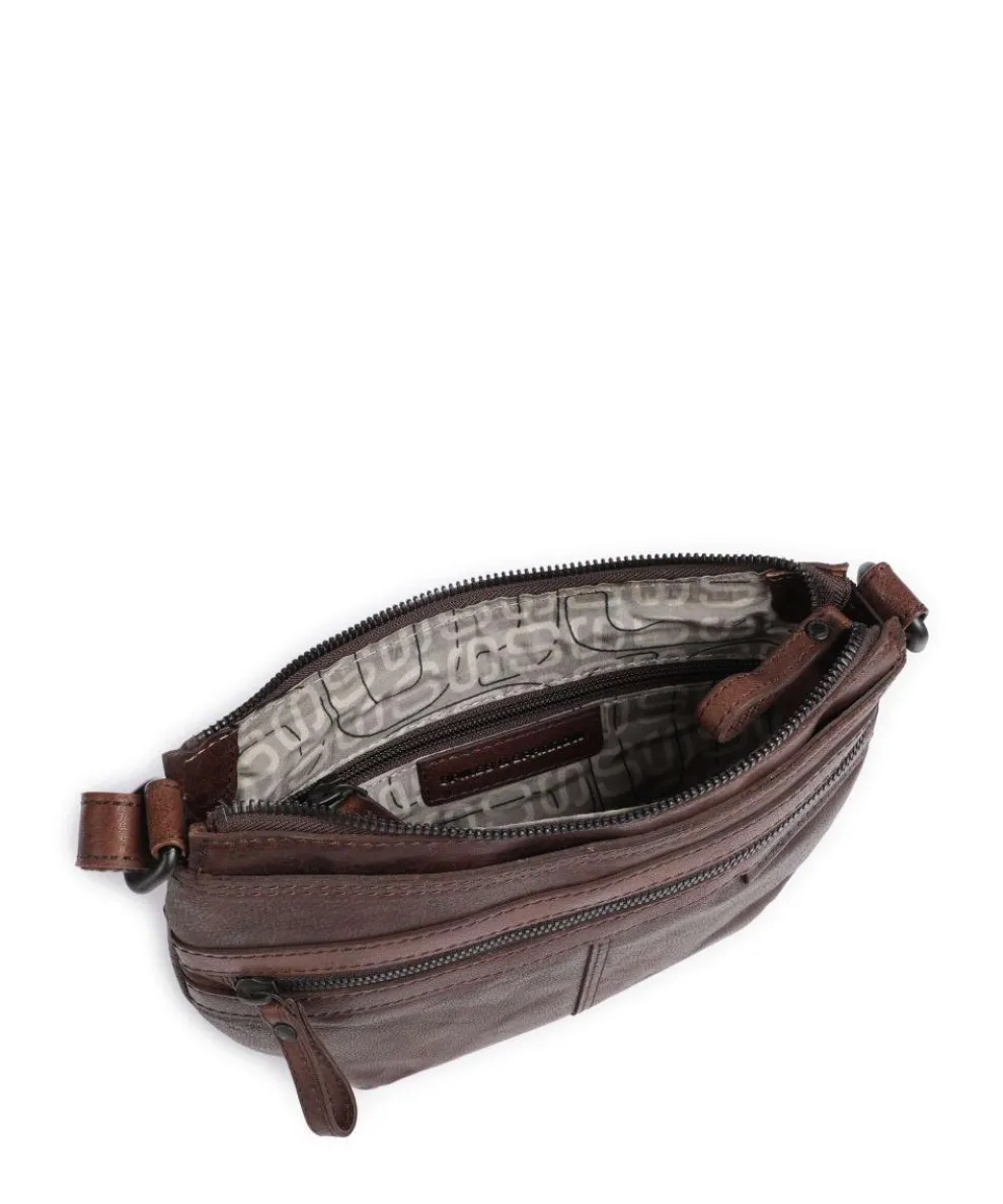 Bronco Camreen Crossbody bag grained leather dark brown