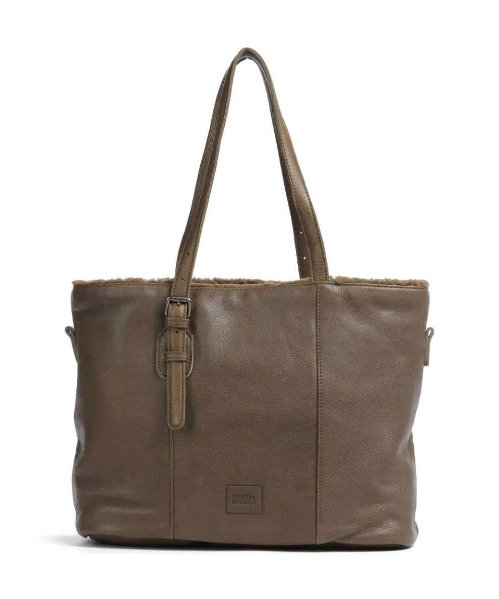 Inside Out Tote bag grained leather olive-green