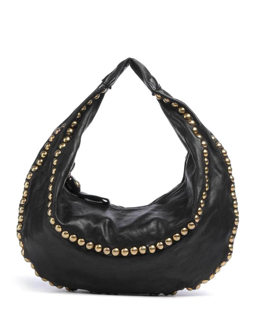 Hobo bag fine grain cow leather black