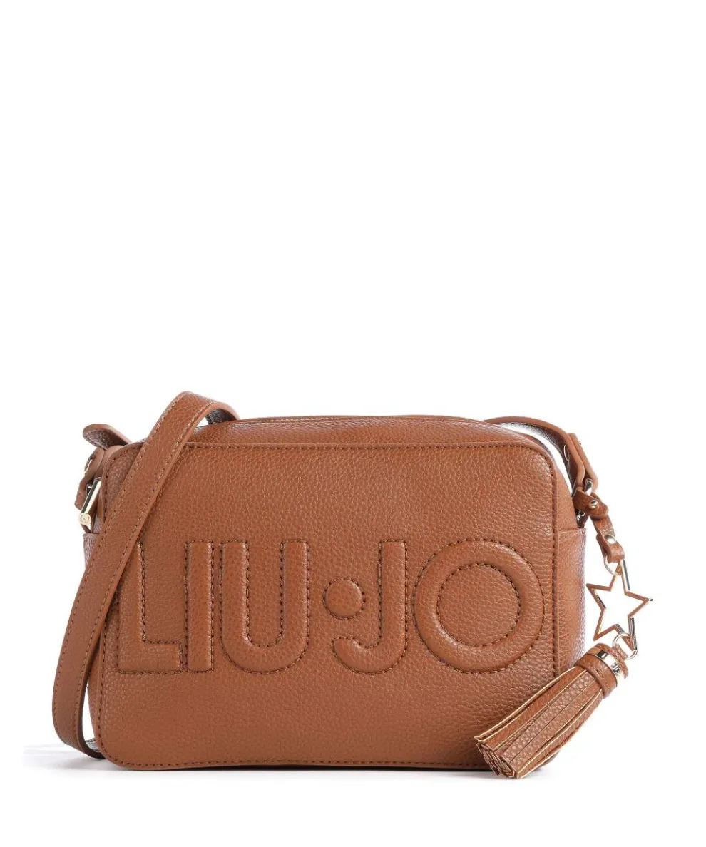 Logo Crossbody bag imitation leather tan