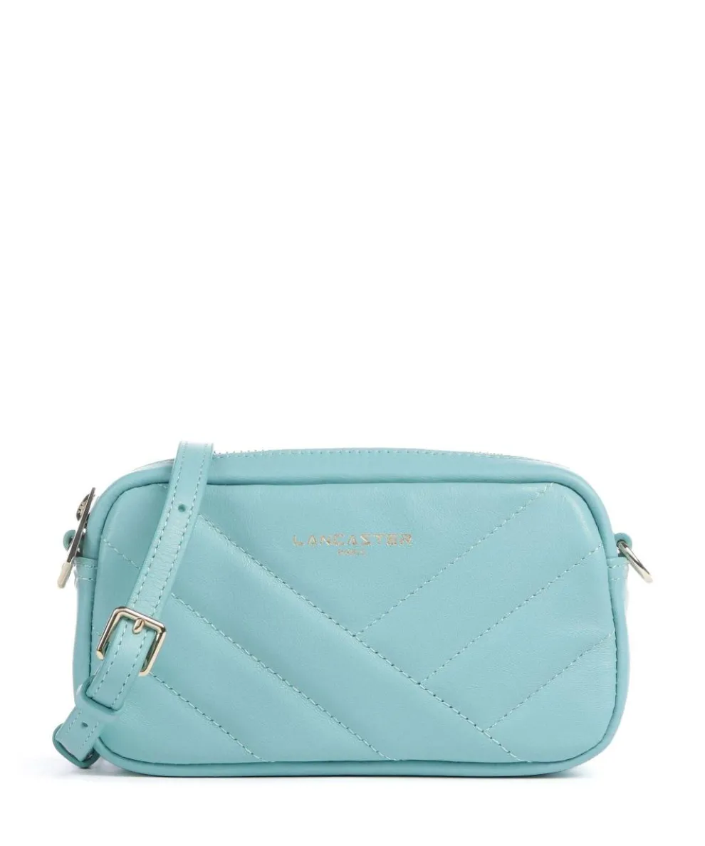 Soft Matelassé Crossbody bag soft cow leather light blue