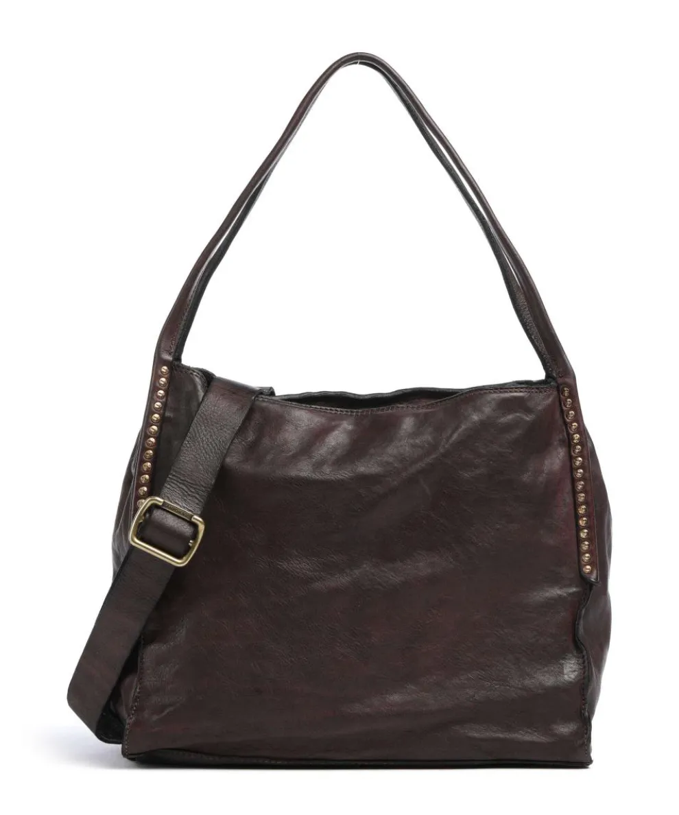 Hobo bag fine grain cow leather dark brown