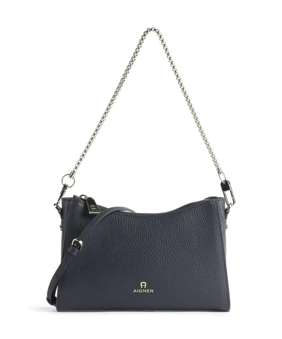 Ivy S Shoulder bag grained cow leather navy