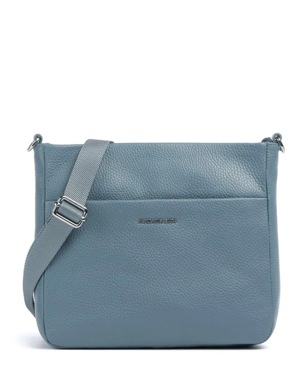 Mellow Leather Crossbody bag grained calfskin blue-grey