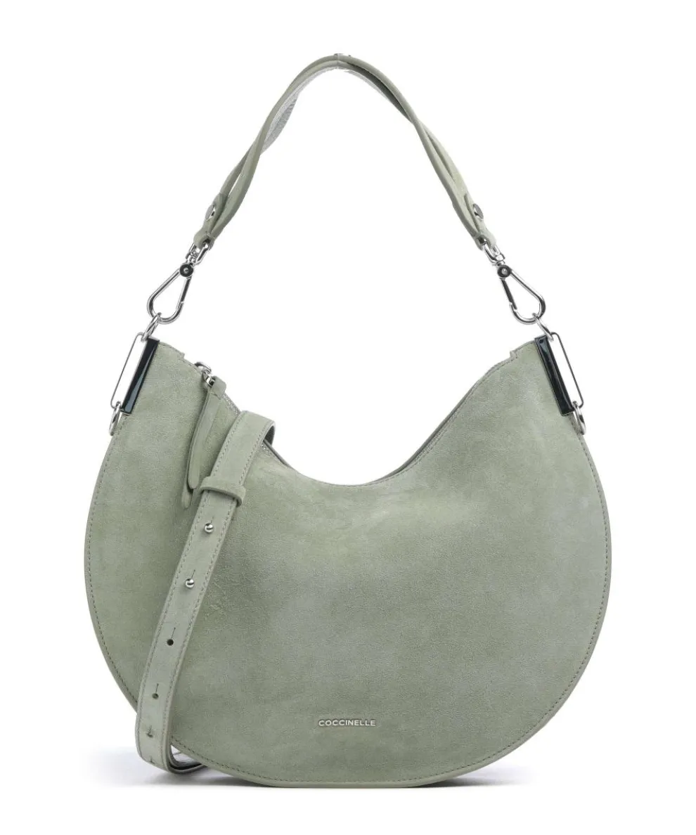 Sunup Suede Hobo bag brushed leather greygreen