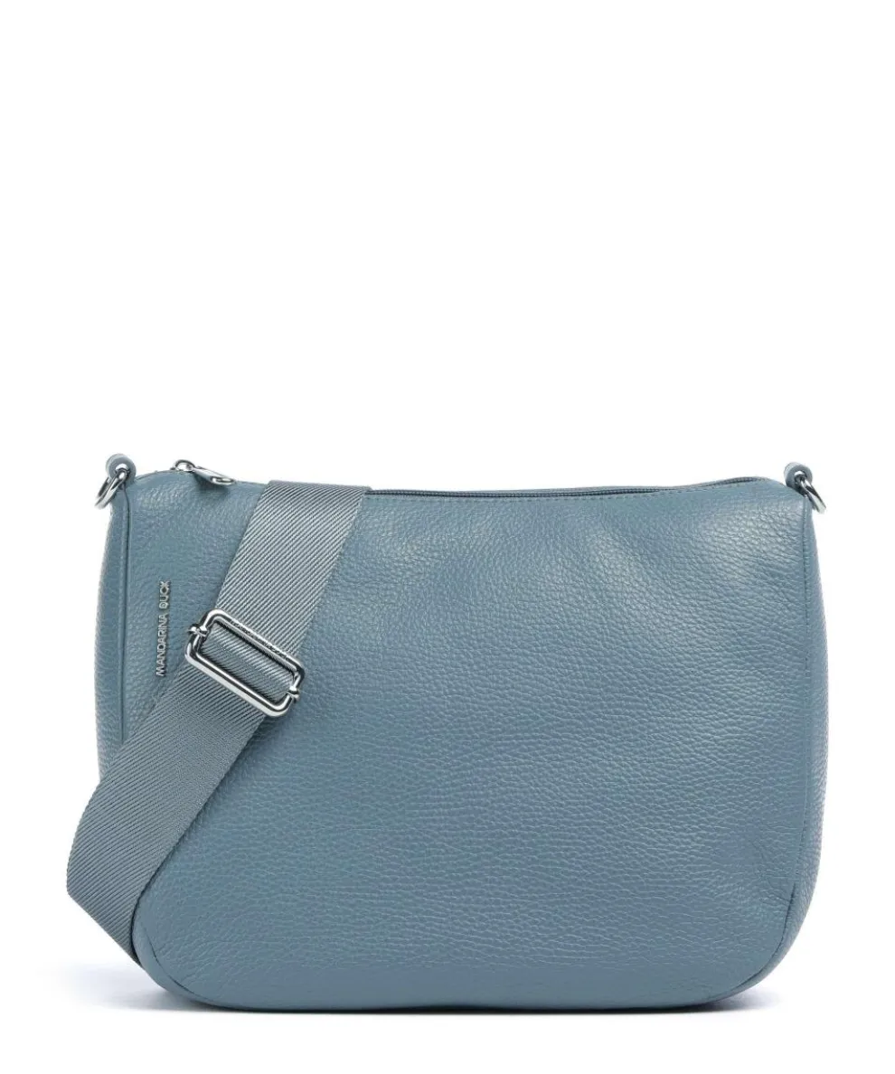 Mellow Leather Crossbody bag grained calfskin blue-grey