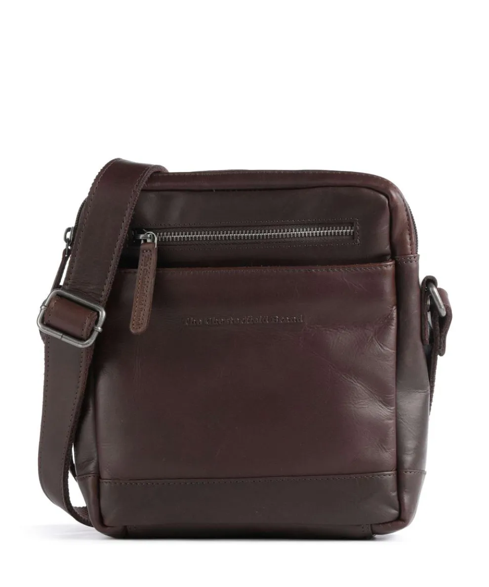 Cow Wax Pull Up Arnhem Crossbody bag fine grain leather dark brown