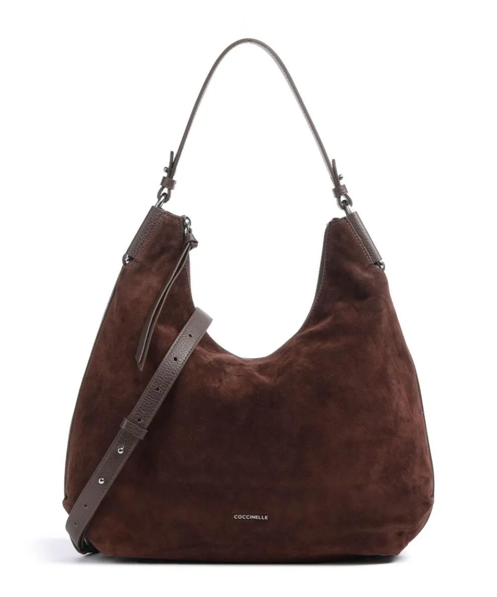 Rebekka Suede Hobo bag brushed cow leather dark brown