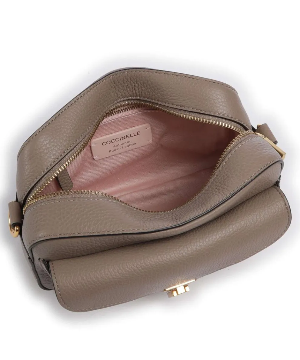 Beat Soft Ribbon Crossbody bag grained leather taupe