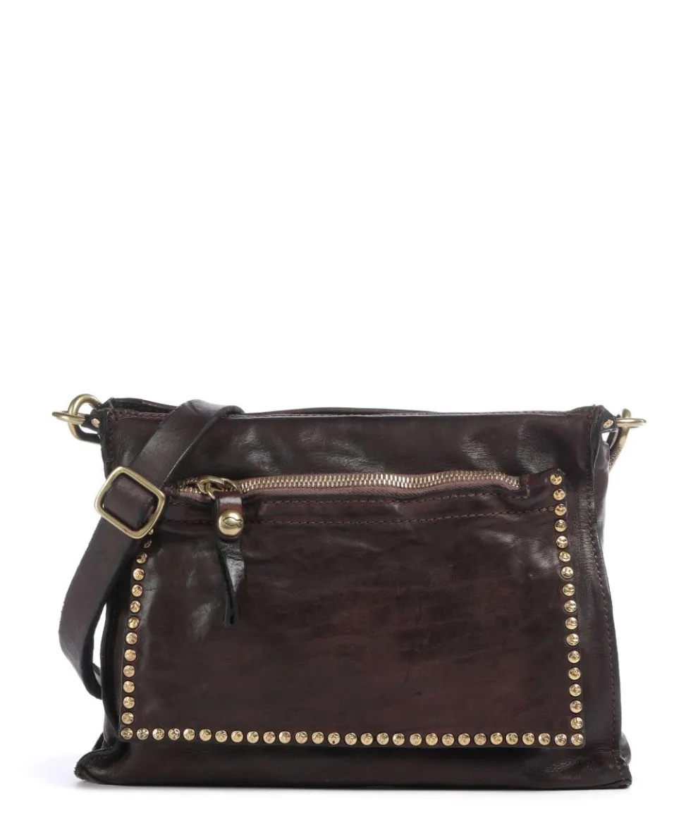 Crossbody bag grained cow leather dark brown