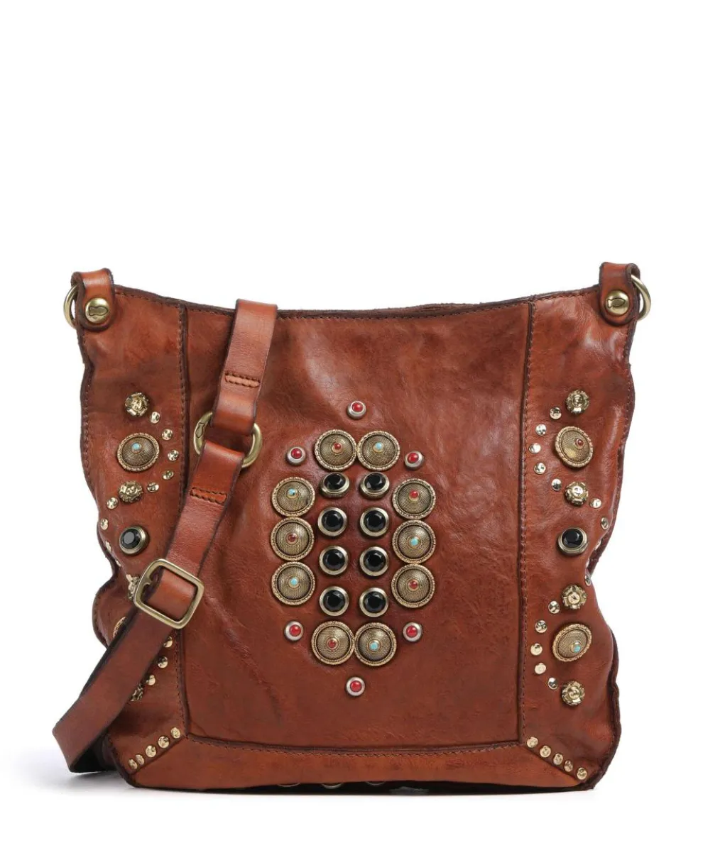 Crossbody bag fine grain cow leather cognac