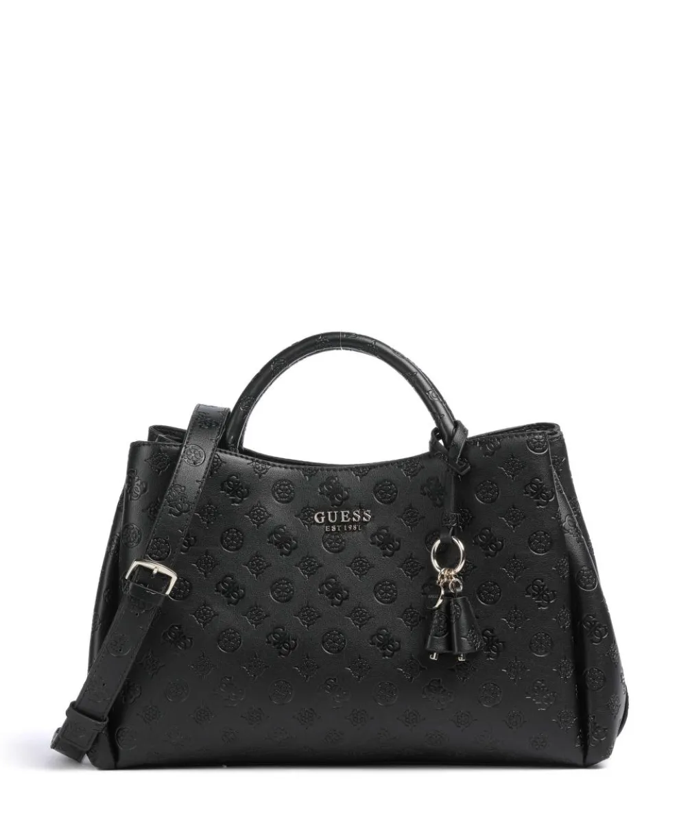 Phoebe Peony Debossed Handbag imitation leather black