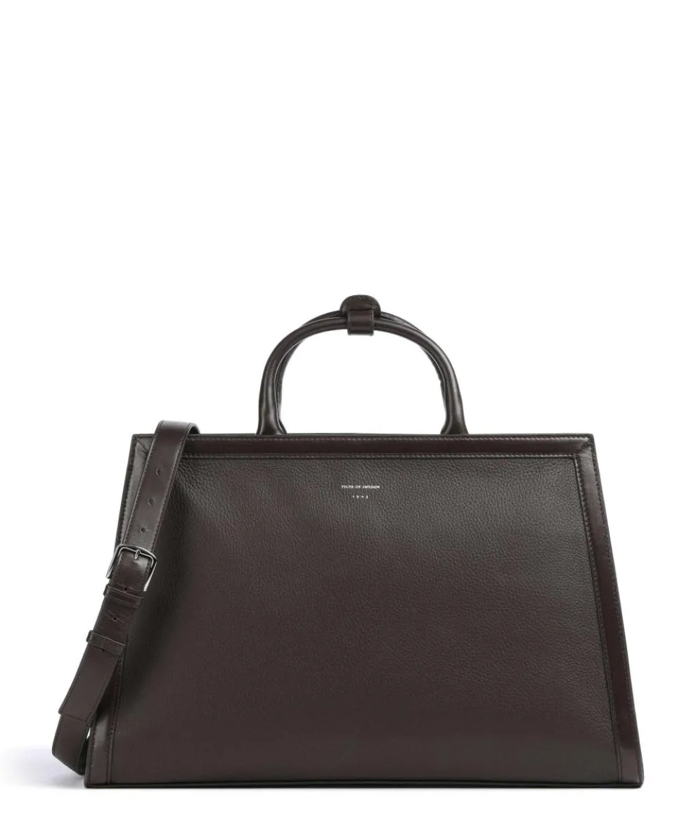 Acori Handbag grained cow leather dark brown