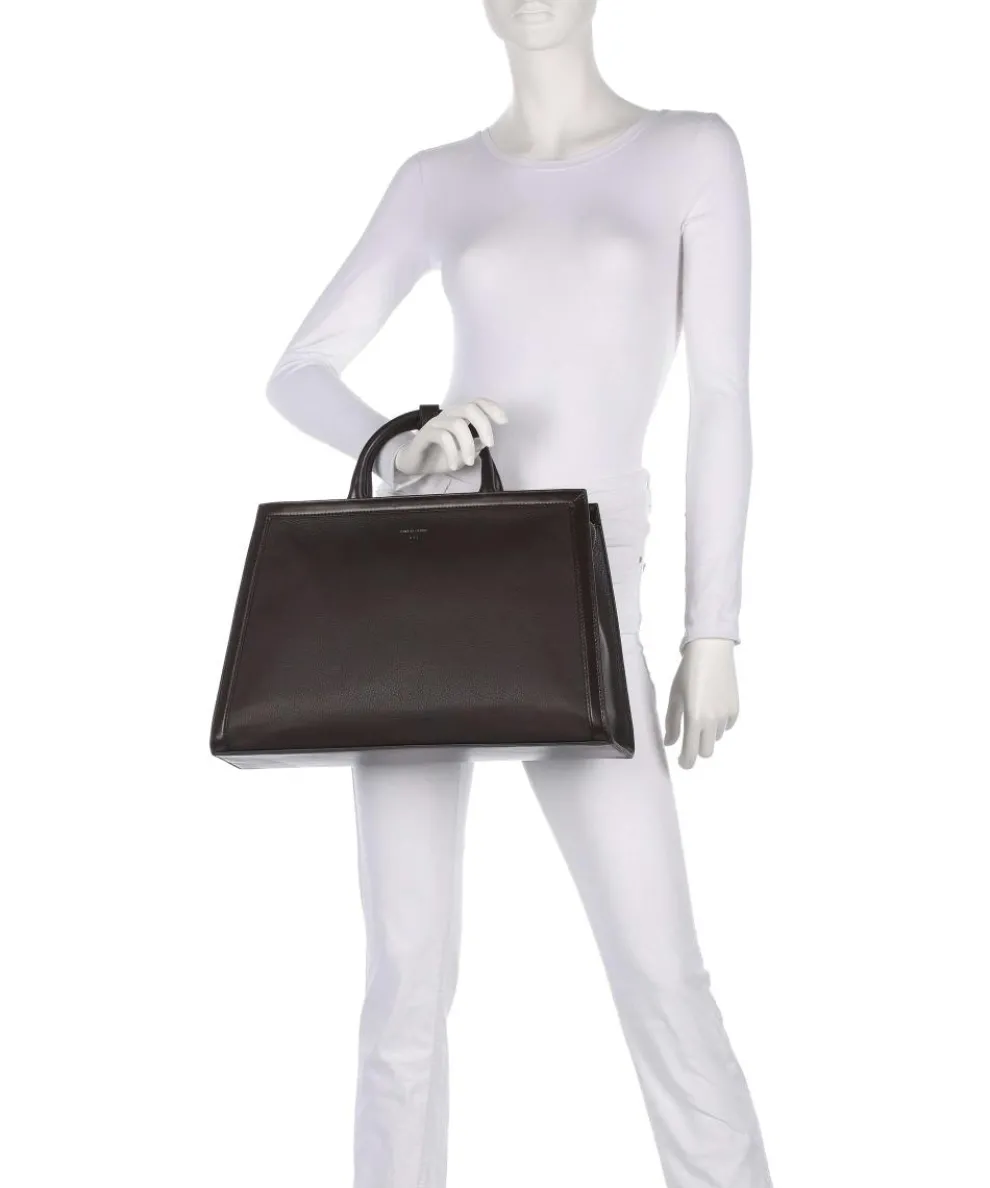 Acori Handbag grained cow leather dark brown