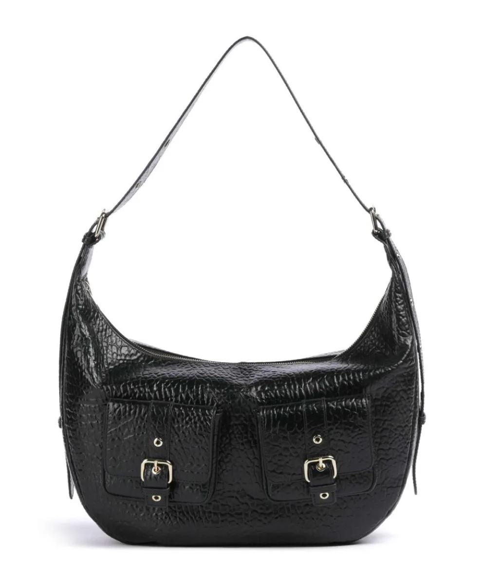 New Zealand Stella Pocket Hobo bag grained leather black