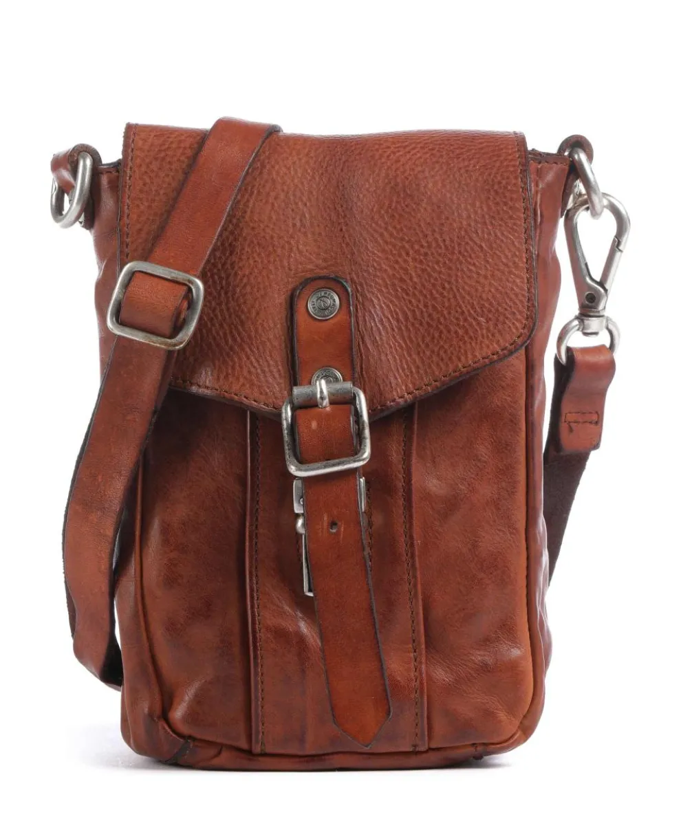 Crossbody bag fine grain cow leather cognac