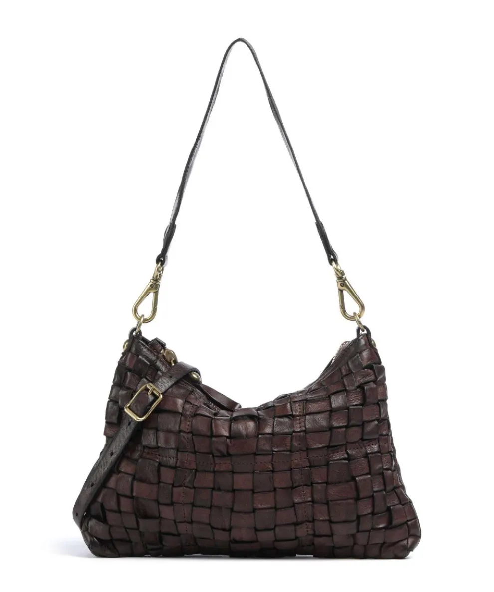 Shoulder bag fine grain cow leather dark brown