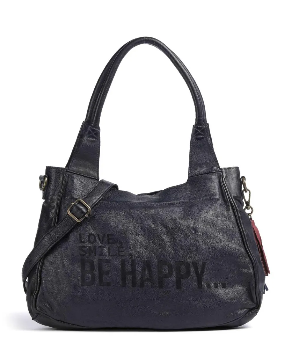 Glücksbrücke 3 Shoulder bag grained cow leather navy