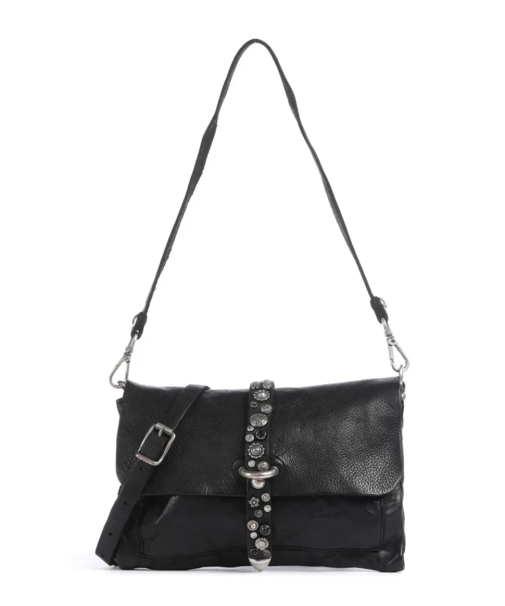 Shoulder bag fine grain cow leather black