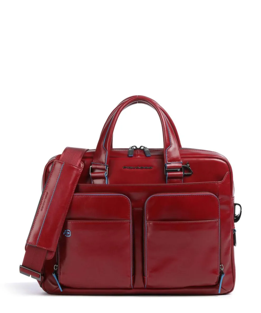 Blue Square Briefcase 15″ leather red