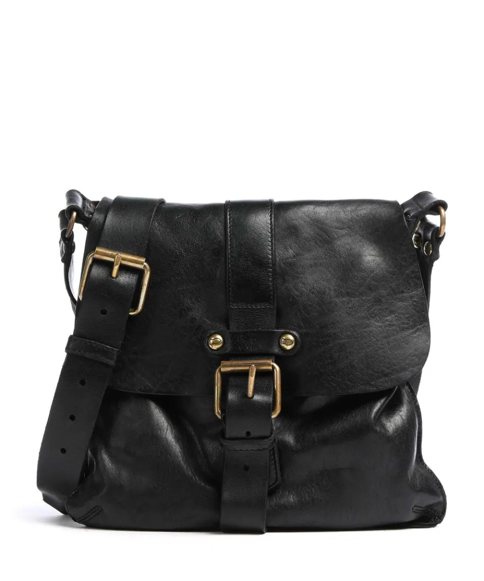 Shoulder bag grained cow leather black