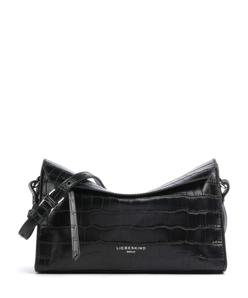 Lora Croco S Crossbody bag embossed leather black