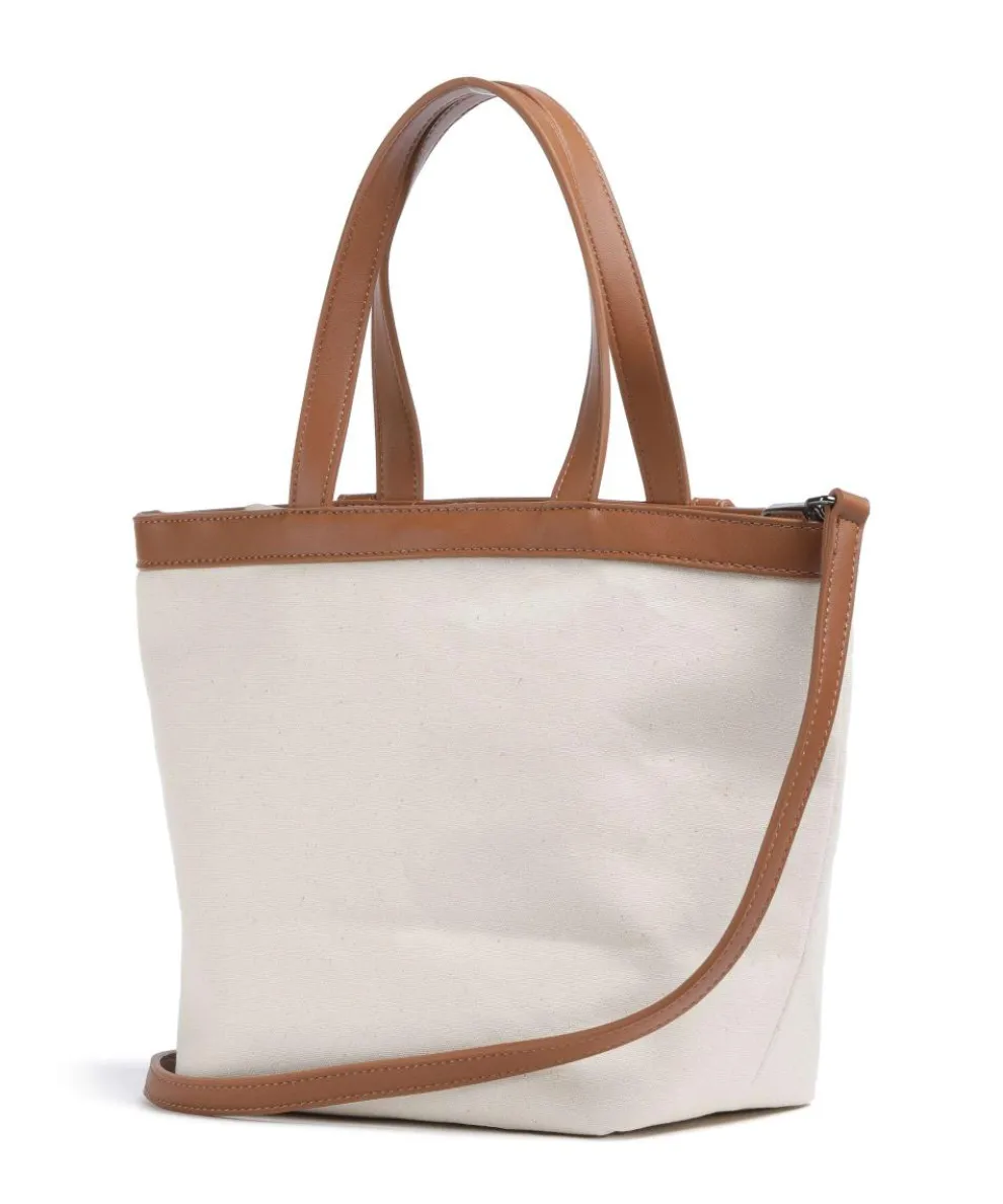 Elena Tote bag canvas, imitation leather sand