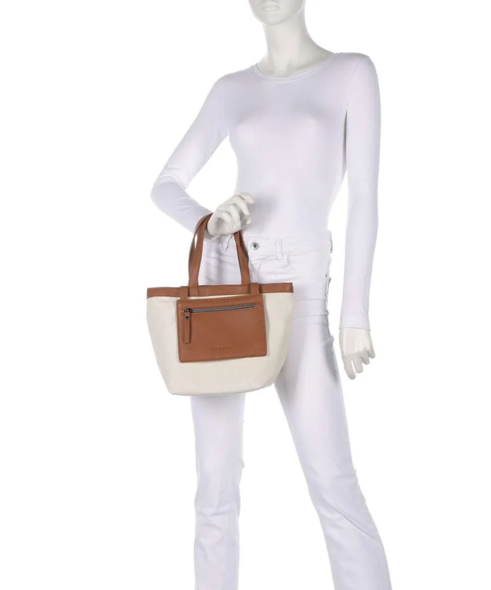 Elena Tote bag canvas, imitation leather sand